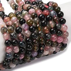 Нити из натуральных разноцветных турмалиновых бусин&nbsp;G-K402-A01-4mm