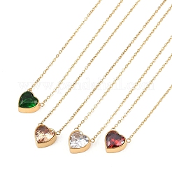 Ожерелья с подвеской в форме сердца из нержавеющей стали 304 с кубическими цирконами и стеклом&nbsp;NJEW-H088-06G