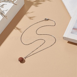 Ожерелье из натуральной рудракши с круглым кулоном из бисера&nbsp;NJEW-JN04203-01