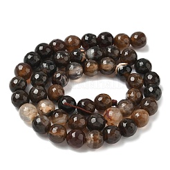 Окрашенные естественный агат граненый бисер пряди круглые&nbsp;G-E320E-8mm-14