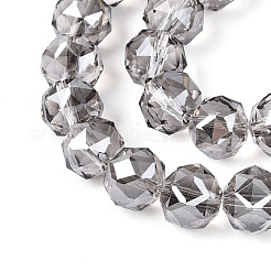 Гальваническое покрытие прозрачных круглых стеклянных бусин в нитях&nbsp;EGLA-T029-8mm-12T-03