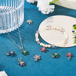 6 шт. 6 цвета латунные подвески с микропаве и кубическим цирконием&nbsp;KK-TA0002-10P