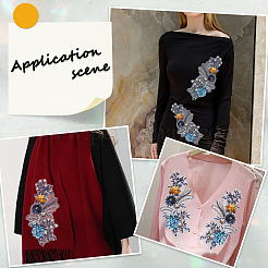 Полиэстер вышитые кружевные нашивки на ткань&nbsp;AJEW-WH20070-079B