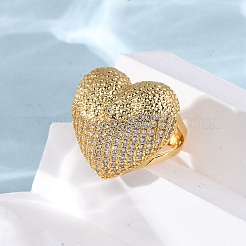 Латунные микропаве кубические цирконии регулируемые открытые манжеты кольца для женщин&nbsp;RJEW-A072-02G