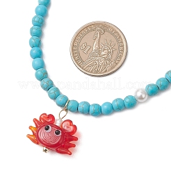 Летний пляжный кулон ручной работы в стиле лэмпворк в виде красного краба&nbsp;NJEW-JN05916