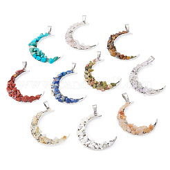 10 шт. подвески из натурального и синтетического драгоценного камня в форме лунного сплава&nbsp;PALLOY-TAC0147