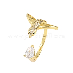 Манжеты из латуни с микро паве кубический цирконий для женщин&nbsp;RJEW-Z113-38G