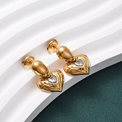 Серьги-гвоздики в форме сердца из нержавеющей стали 304&nbsp;EJEW-S279-02G