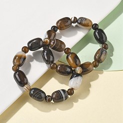 Браслеты из натуральных полосчатых бусин агата&nbsp;G-P570-01M