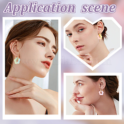 6 пара серег-колец из двухцветного непрозрачного акрила с цветочным градиентом и нержавеющей сталью 304&nbsp;EJEW-AR00005