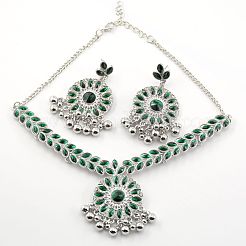 Комплекты из серег-гвоздиков и ожерелий с подвесками в стиле ретро со стразами&nbsp;FS-WGCC636-02