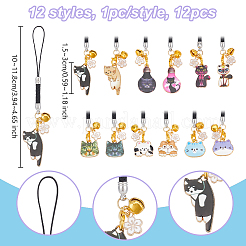 Подвеска из сплава с эмалью в форме кошки&nbsp;HJEW-OC00001