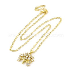 Женские ожерелья с подвеской из латуни и прозрачного кубического циркония&nbsp;NJEW-S430-03G-02