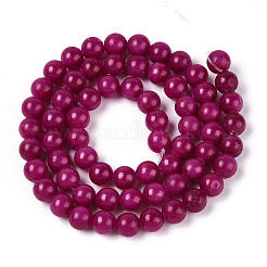 Нити круглых бусин из натурального окрашенного нефрита машан&nbsp;G-T139-6mm-67D