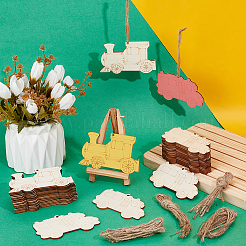 40 шт. 2 стиля незаконченных пустых деревянных автомобильных подвесок набор для рисования&nbsp;DIY-OC0014-36