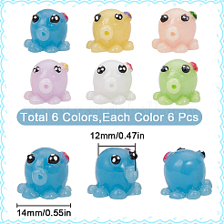 36 шт. 6-х цветные мини-украшения в виде осьминога из смолы&nbsp;CRES-SC0002-70