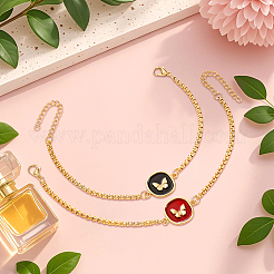 4шт 2 цвета сплава эмалевые подвески браслеты&nbsp;BJEW-HY0001-14