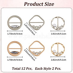 6 шт. 6 стиля пряжек из сплава со стразами&nbsp;AJEW-GF0011-34