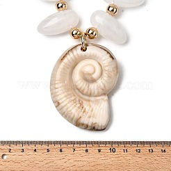 Летние пляжные ожерелья из пластиковых бусин CCB с подвеской в форме раковины из смолы и цепочками с литой отделкой&nbsp;NJEW-D336-03B-G