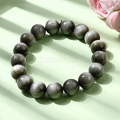 Браслеты из круглых бусин с натуральным орлиным глазом класса АА для женщин&nbsp;BJEW-L712-B05-12mm