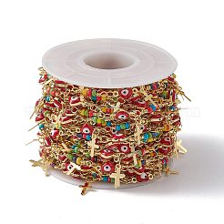 Эмалевое сердце с цепочками от сглаза&nbsp;CHC-C003-25G-01