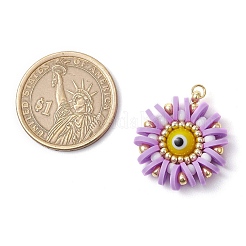 Круглые подвески из полимерной глины и стекла ручной работы с эффектом сглаза&nbsp;PALLOY-MZ00638-04