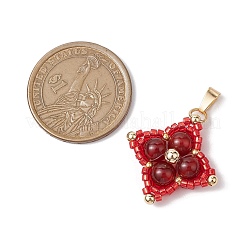 Подвески из натурального сердолика (окрашенного и нагретого) и стеклянных бусин&nbsp;PALLOY-MZ00365-03