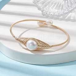 Браслеты-манжеты с натуральным жемчугом&nbsp;BJEW-JB10120-02