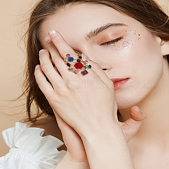 1 шт кубические и плоские круглые кольца из сплава со стразами&nbsp;RJEW-LP0004-34
