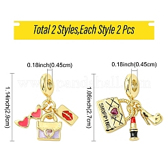 2 шт. 2 стиля стойка покрытие латунь кубический цирконий европейские подвески с большим отверстием подвески&nbsp;KK-YW0002-84