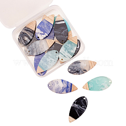 16шт 4 цвета непрозрачной смолы и подвески из орехового дерева&nbsp;RESI-CJ0001-208