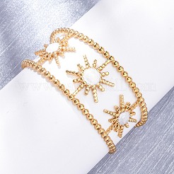 Браслеты-манжеты из нержавеющей стали 304 с эмалью для женщин&nbsp;LS-BJEW-D306-06G