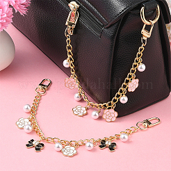 2 шт. 2 стиля сплав эмаль цветок бабочка подвеска латунная сумка декоративные цепочки&nbsp;HJEW-SC0002-60