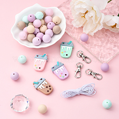 Наборы для самостоятельного изготовления пузырькового чая и круглых силиконовых брелоков&nbsp;DIY-YW0011-19