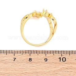 Латунные прозрачные кубические цирконии конский глаз манжеты кольца для женщин&nbsp;RJEW-U047-31G