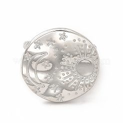 Кольцо-манжета с изображением солнца и луны из нержавеющей стали 304&nbsp;RJEW-B027-20P