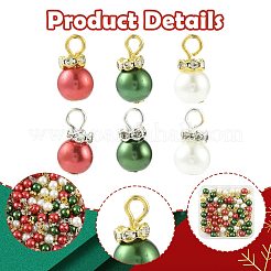 60 шт. 3-цветные рождественские стеклянные жемчужные подвески&nbsp;PALLOY-FS00067