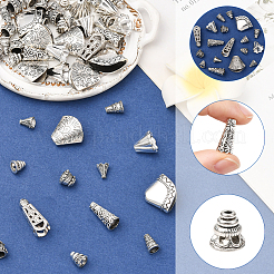 100 шт. 10 стиля тибетских бусин из сплава с конусами и колпачками&nbsp;FIND-SP0020-73C