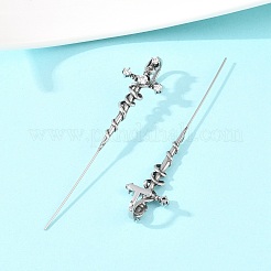 Серьги-подвески с подвеской-крючком из нержавеющей стали 316 с микропаве из прозрачных кубических цирконий&nbsp;AJEW-C044-20AS