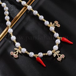 Ожерелья из латунных бусин с микропаве из прозрачного кубического циркония&nbsp;NJEW-Z059-06G-02