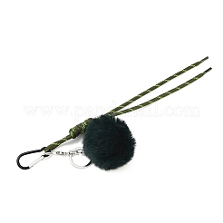 Подвесные украшения из искусственного меха кролика-рекса с помпонами и полиэстеровым шнуром&nbsp;HJEW-JM04420-01