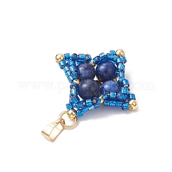 Подвески в виде звезд из окрашенного натурального лазурита и стеклянных бусин&nbsp;PALLOY-MZ00692-03