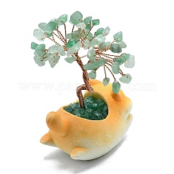 Украшения из натурального зеленого авантюрина в виде дерева жизни с кошачьими украшениями&nbsp;DJEW-K025-03E