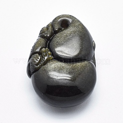 Натуральные золотистые обсидианные подвески&nbsp;G-P360-06