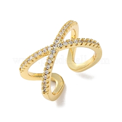 Регулируемые латунные кольца микро манжеты из прозрачного циркония&nbsp;LS-RJEW-F101-17G