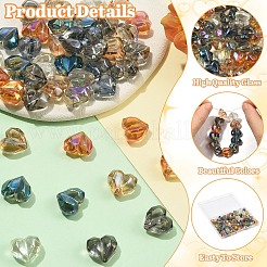 70шт 7 цвета гальванические прозрачные стеклянные бусины&nbsp;EGLA-YW0005-71