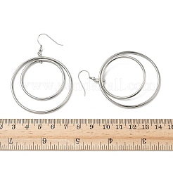 Плоские круглые серьги-подвески из нержавеющей стали 304 с гальваническим покрытием&nbsp;EJEW-Z129-09P