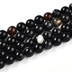 Натуральные полосатые агатовые / полосатые агатовые бусинки&nbsp;G-S259-04A-8mm-01