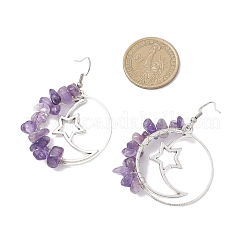 Серьги-подвески в виде луны со звездами из сплава&nbsp;EJEW-JE06804