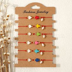 6 шт. пластиковые браслеты с подвесками из искусственного жемчуга&nbsp;GR7958-7